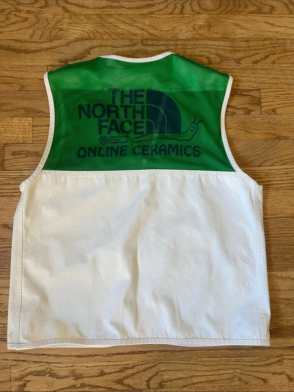 The North Face Cream and Green Mesh Utility Vest